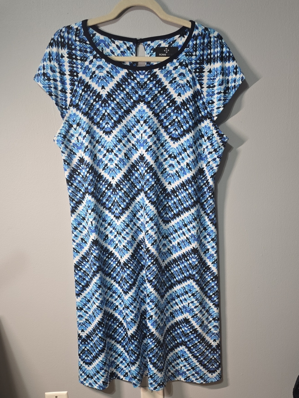 Ronni Nicole Blue & Navy Geometric Midi Dress Women's Size 14